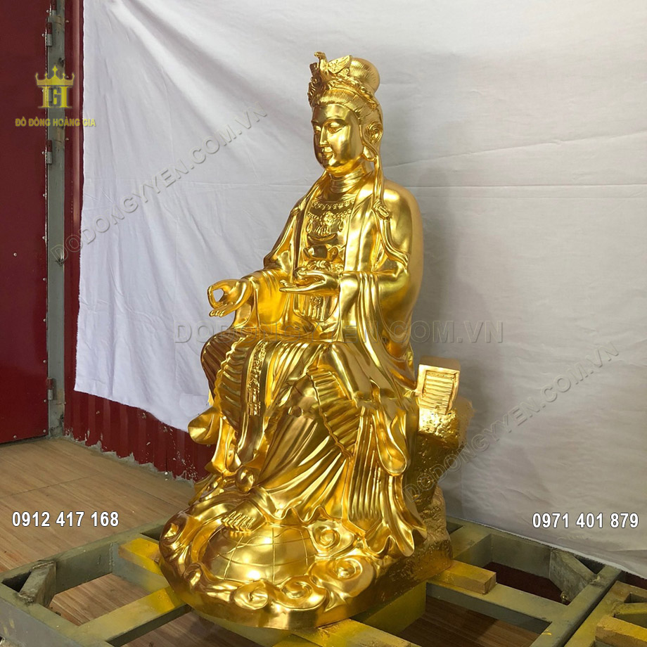 Tượng đồng Địa Mẫu cao 1m07 d&aacute;t v&agrave;ng 9999